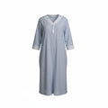 Knee Length Seersucker Robe with Tassle Trimmed Zipper - 81C-02
