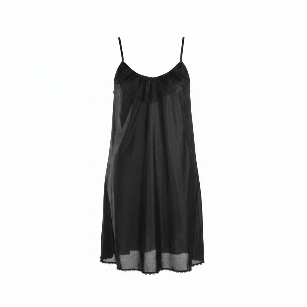 Short Lace Trimmed Tricot Gown - AR165