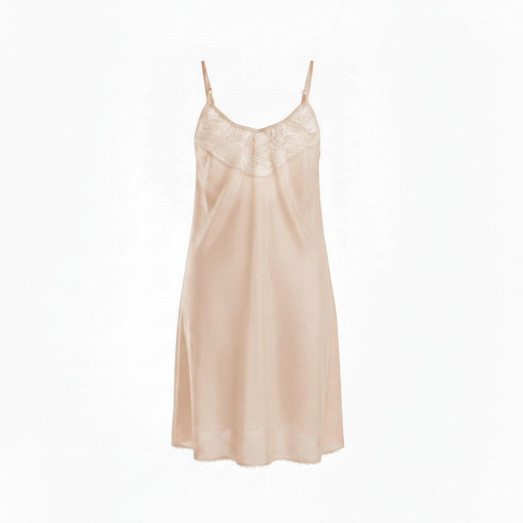 Short Lace Trimmed Tricot Gown - AR165