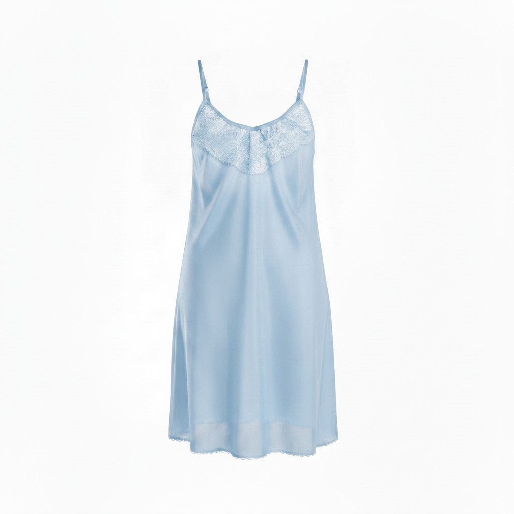 Short Lace Trimmed Tricot Gown - AR165