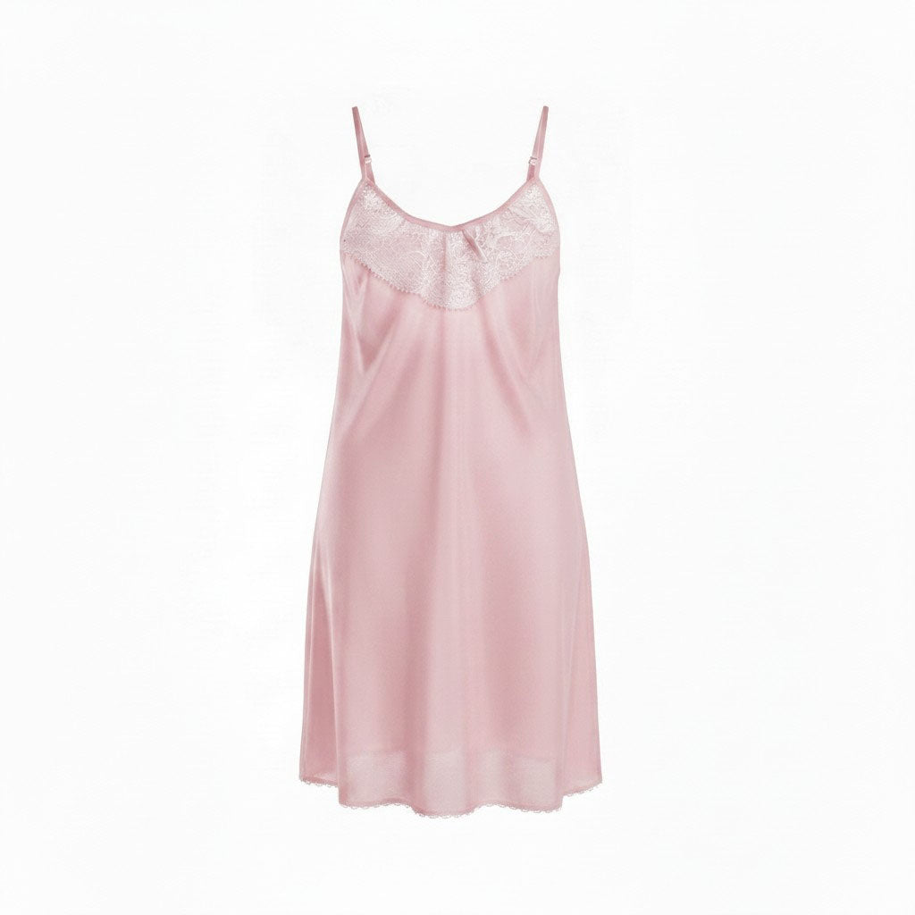 Short Lace Trimmed Tricot Gown - AR165