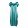 Long Satin Gown with Short Flutter Sleeves - 498-40