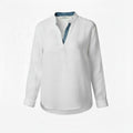 Linen style Henly pullover with inner contrast color details