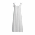 Long A-Line Pima Cotton Gown with Eyelette Trimmed Shoulder Straps - AR105-80