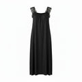 Long Flowy Tricot Gown with Lace Trimmed Shoulder Straps - AR105