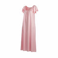 Long Flowy Tricot Gown with Short Flutter Sleeves - AR145