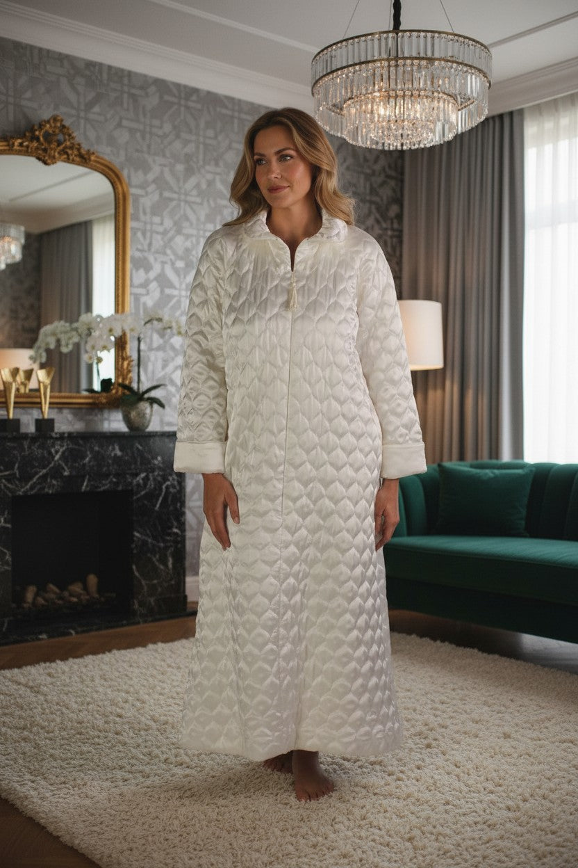Carlton Hall Front Zip Quilted Robe - 1040Q
