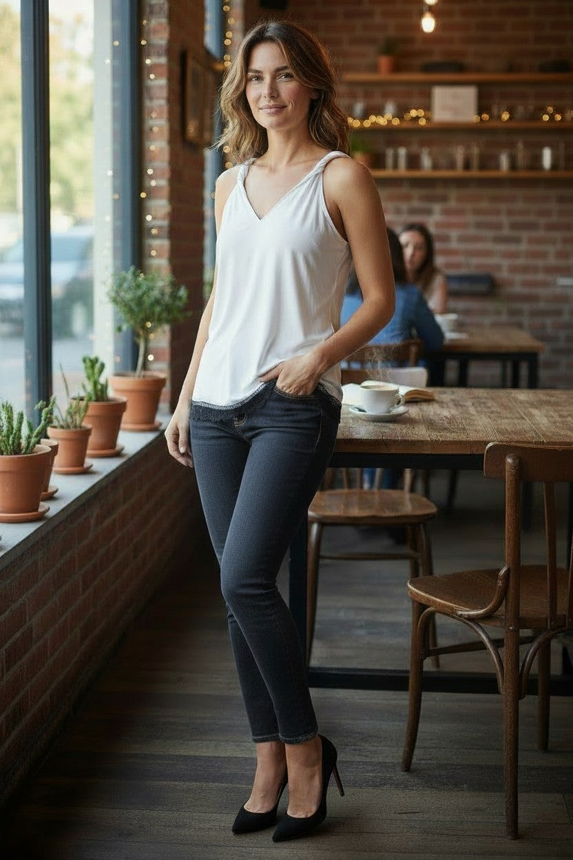 Lace trimmed Tank Top