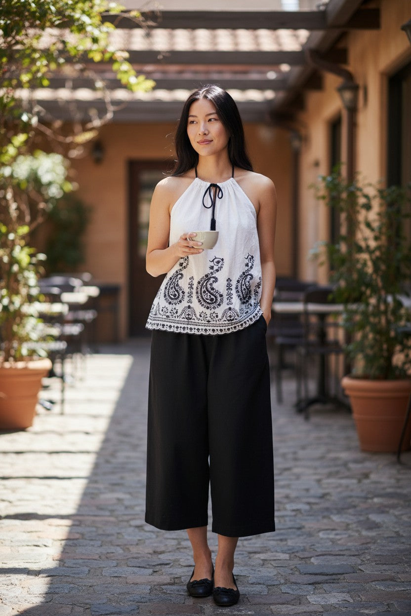 Embroidered Halter Top